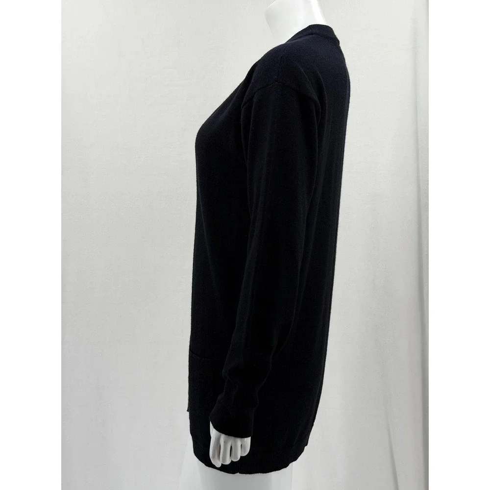 Vintage Outlander Sweater Womens Small Black Cardigan Wool Blend V-Neck Longline
